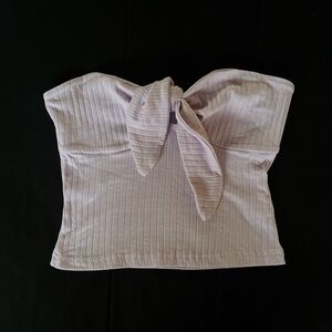 cropped lavender tube top with adjustable tie